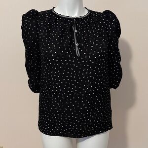 Max Studio Black Blouse with White Dots
